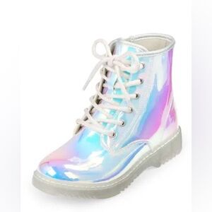 The Children’s Place Girls Holographic Combat boots - NWT